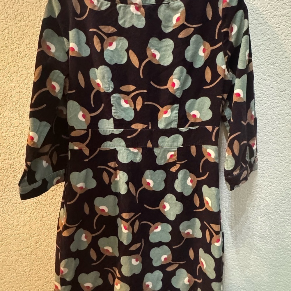 BODEN corduroy floral print dress. Size 6 Regular brown green, work wear, brunch - Picture 6 of 9